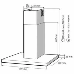 Dekorative Wandhaube 90cm 60db 394m3/h Edelstahl/Glas - Dhb7952g - De Dietrich -DE DIETRICH SHOP 34734863 3